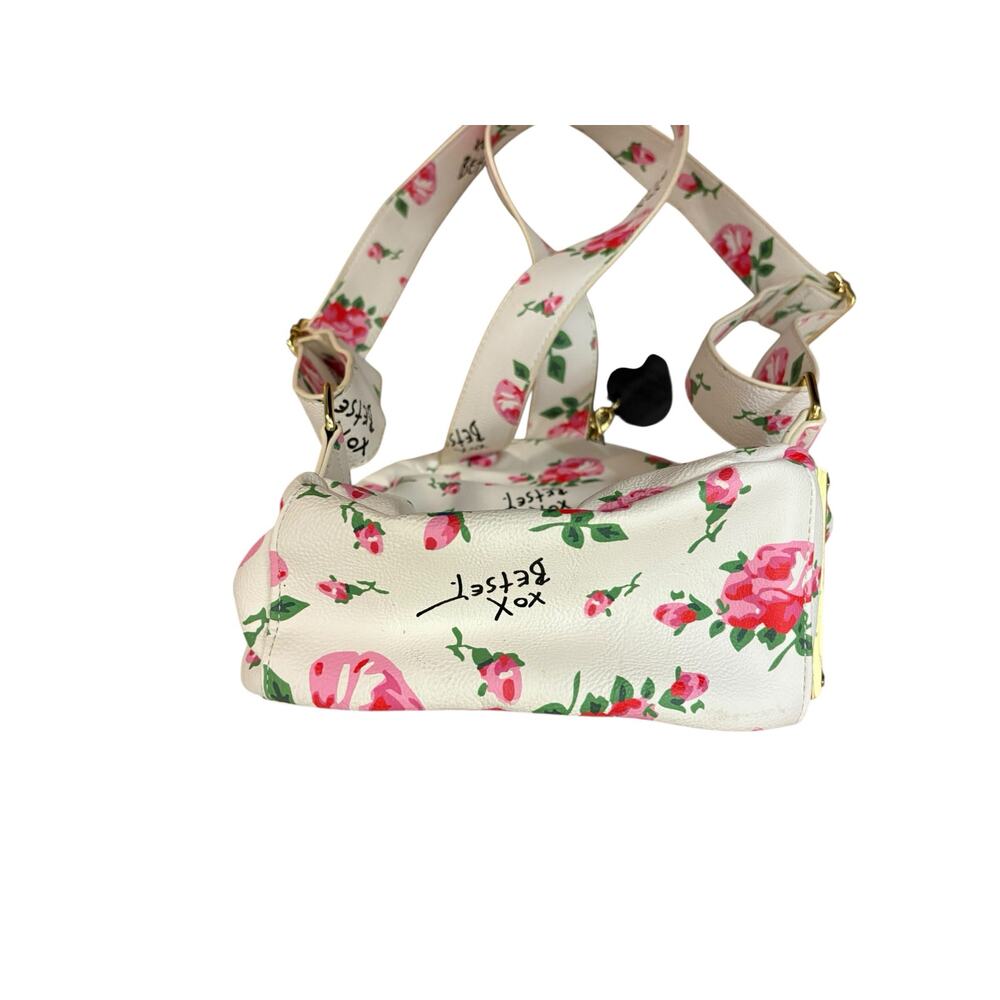 Betsey Johnson Garden Party Quilted Floral Backpack Bow White Pink Roses Clean - Picture 8 of 11